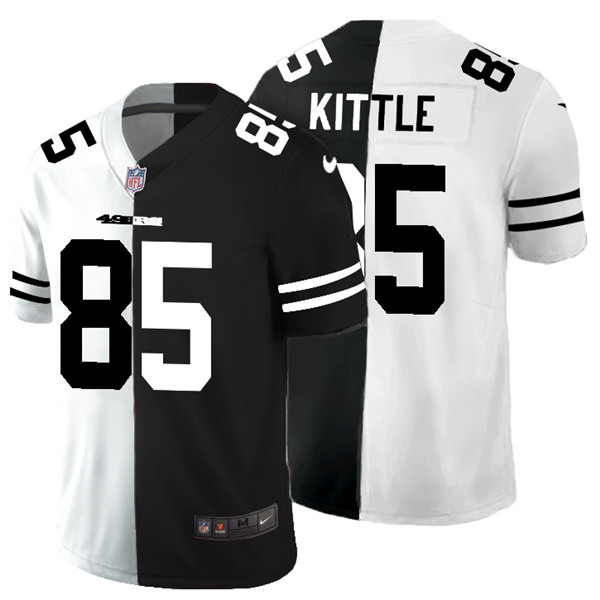 Men's San Francisco 49ers #85 George Kittle Black & White NFL Split Limited Stitched Jersey Men's San Francisco 49ers #85 George Kittle Black & White NFL Split Limited Stitched Jersey